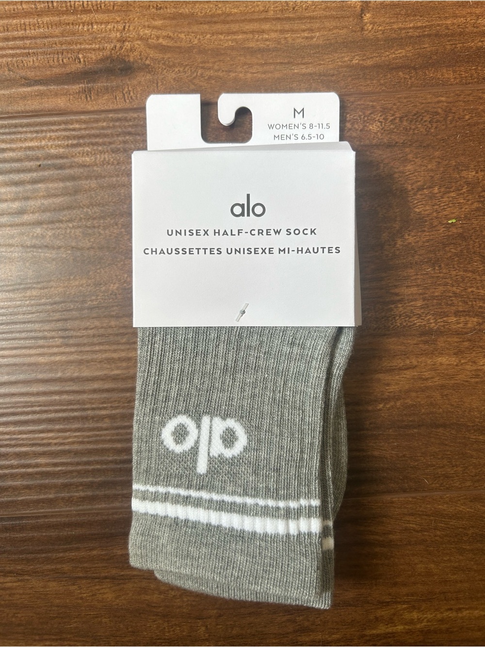 Unisex Half-Crew Sock - Athletic Heather Gray/White - Picture 2 of 4